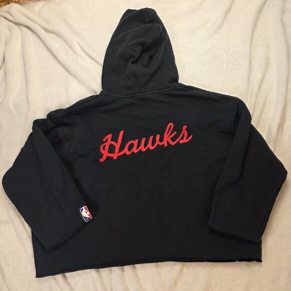 Atlanta Hawks Nike NBA Hoodie Cropped Black Pullover Sweatshirt size M - Picture 9 of 9